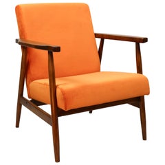 Polish Vintage Armchair in Orange Made Velvet from 1970s