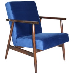 Polish Vintage Armchairs in Blue Velvet from 1970s