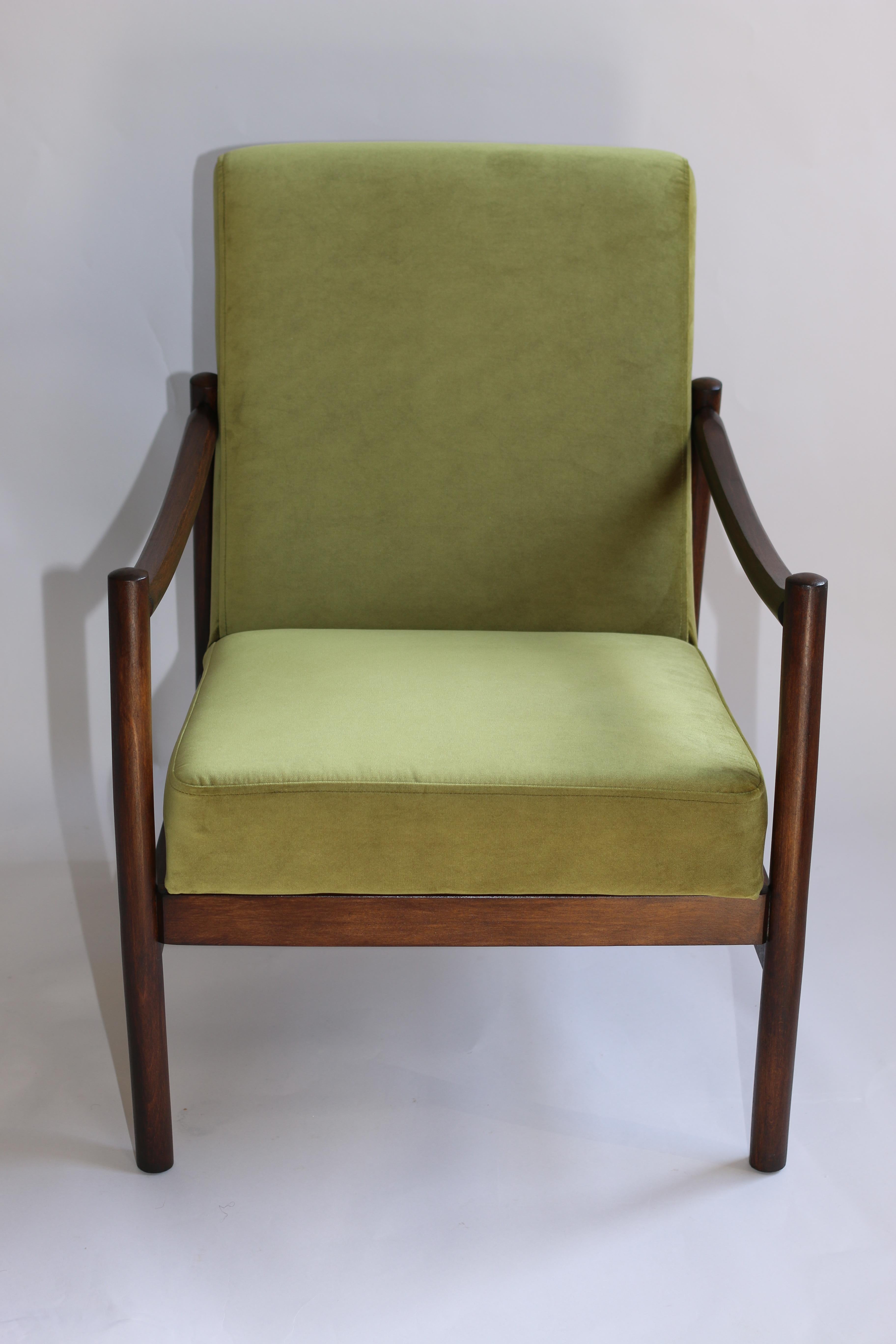 20th Century Polish Vintage Armchairs in Green Velvet from 1970s For Sale