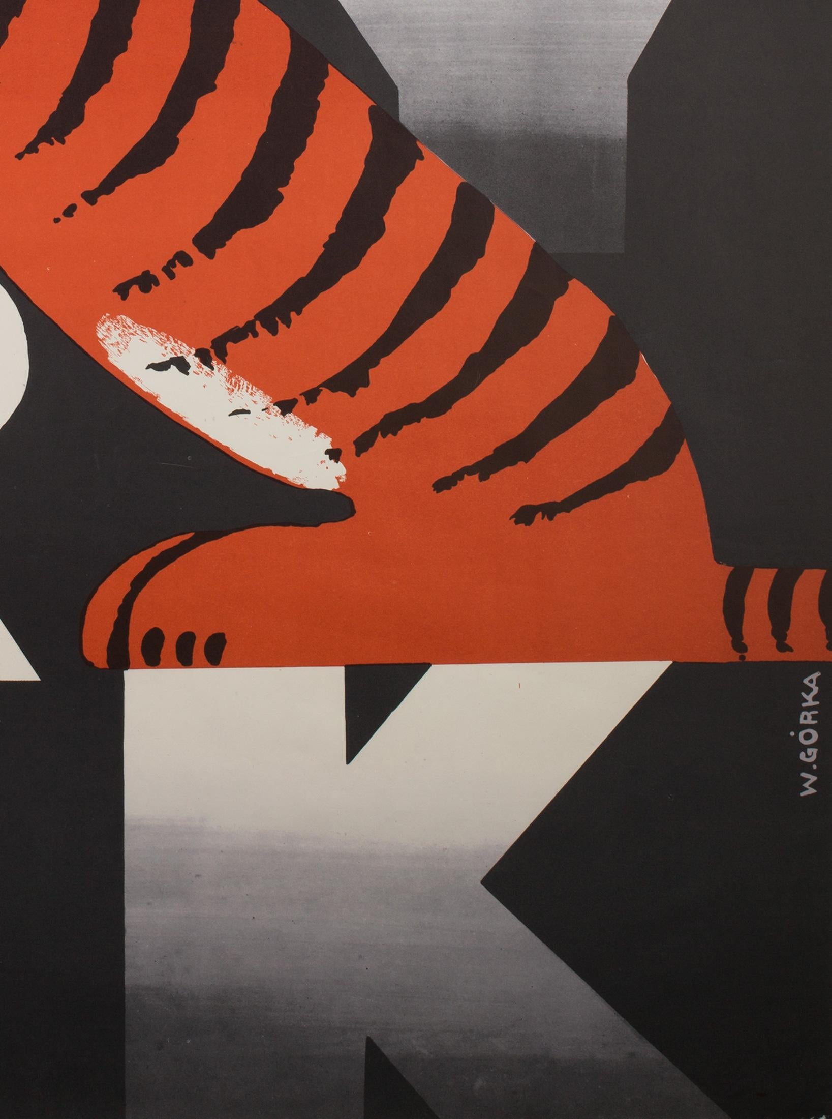Paper Polish, Vintage Cyrk/Circus Poster Two Tigers 1973, Gorka