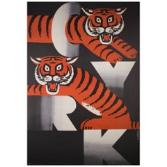 Polonais:: Vintage Cyrk/Circus Poster Two Tigers 1973:: Gorka