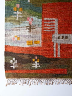 Polish Wool Tapestry, Handwoven Folk Art Horses & Flowers, Piotr Grabowski 1970s