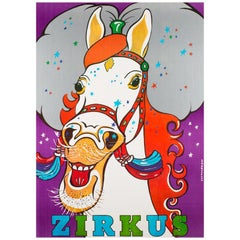 Polish, Zircus, Circus Poster, 1970s, Vintage, Colorful Horse, Szemelowsk