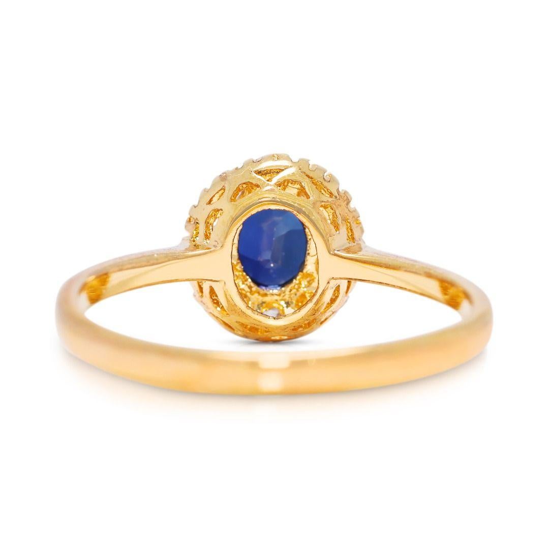 Polished 0.26ct Sapphire & Natural Diamond Ring in 18K Yellow Gold en venta 1