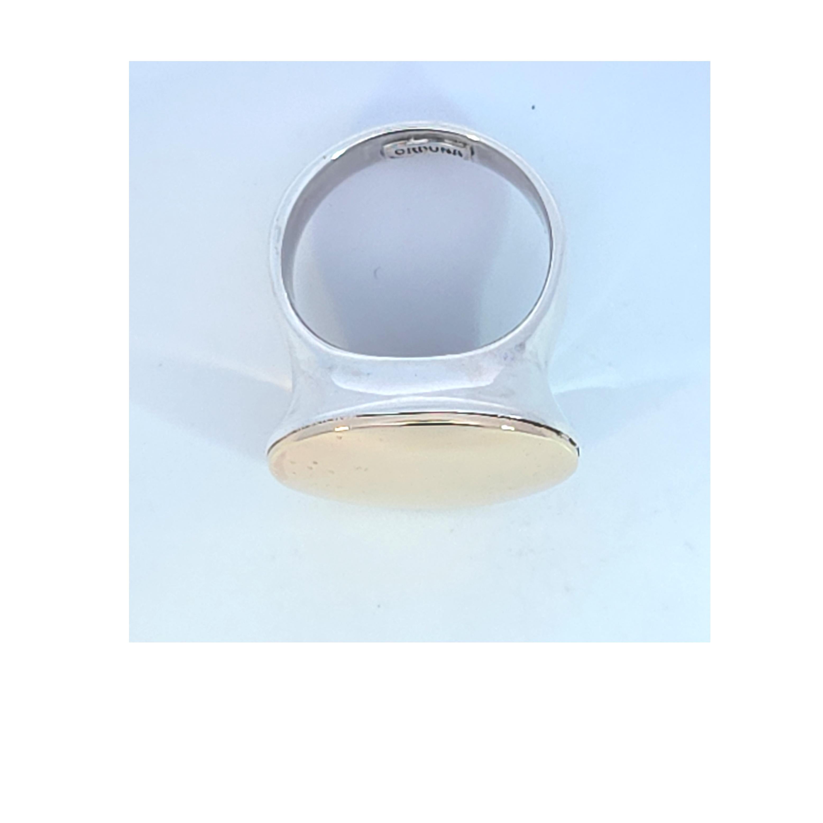 Bague en or jaune 14 carats poli et argent sterling, par Beth Orduna en vente 1