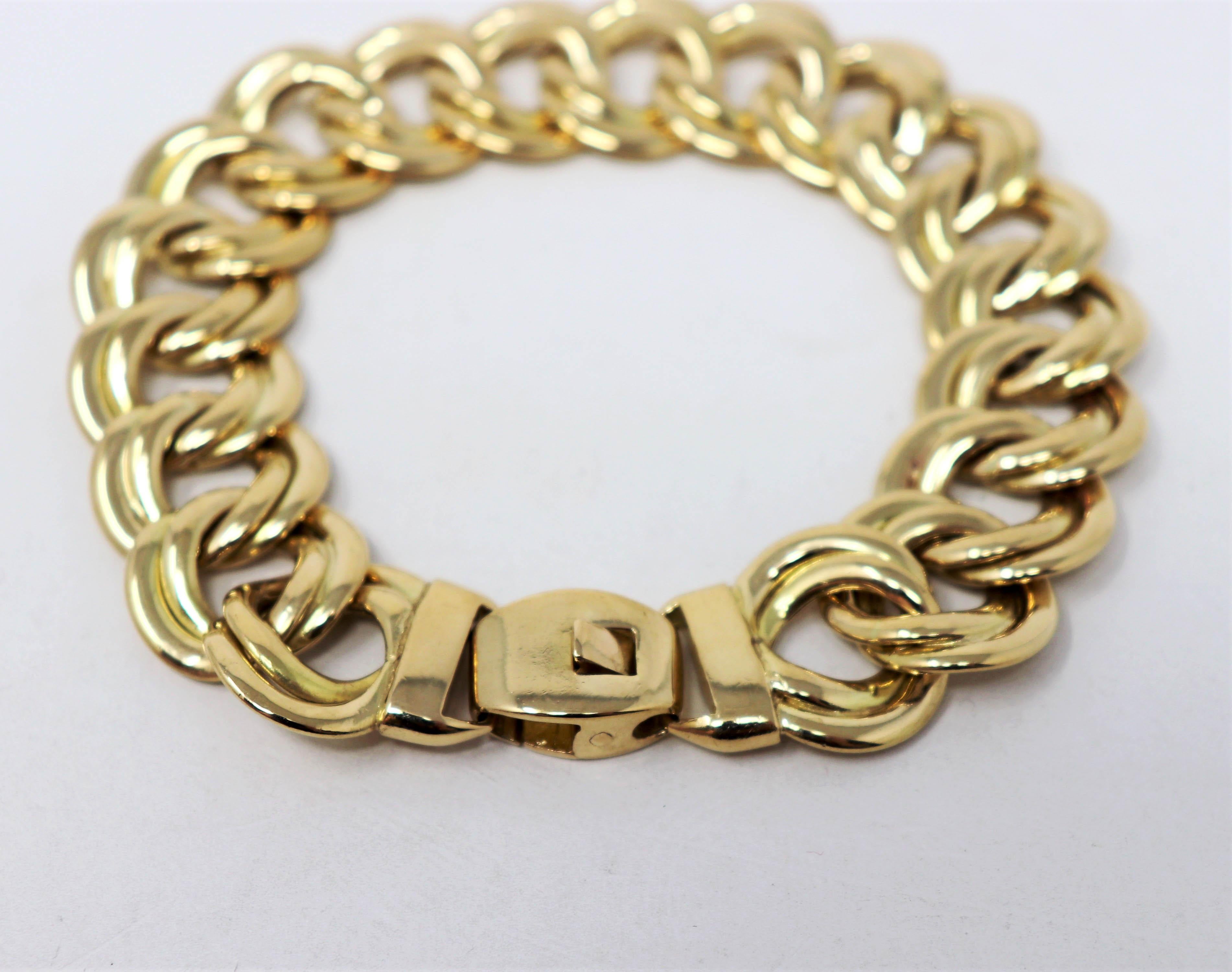 Gliederarmband aus poliertem 18 Karat Gelbgold mit italienischer Doppelkabelkette im Zustand „Gut“ im Angebot in Scottsdale, AZ