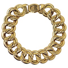 Retro Polished 18 Karat Yellow Gold Italian Double Cable Chain Link Bracelet