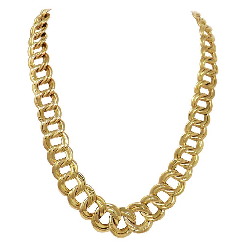 Large Link Chain Necklace 14 Karat Gold and Polished Oval Links-Chain ...