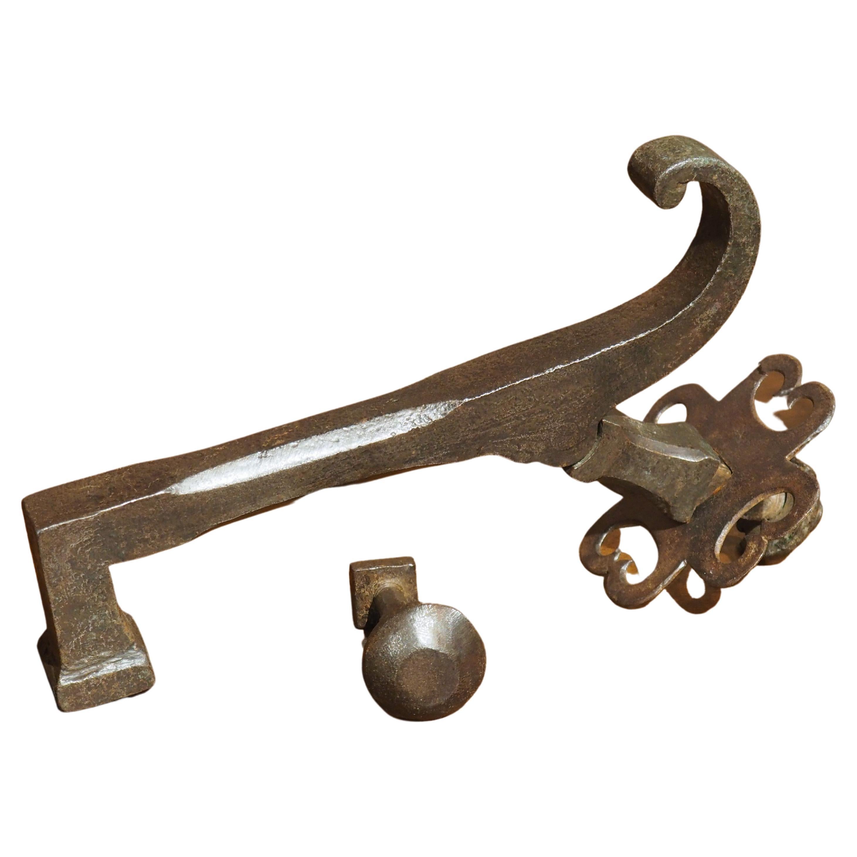 Polished 18th Century Wrought Iron French Door Knocker