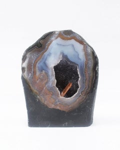 Cathedrale aus poliertem Achat mit Tangerine-Kristallpunkt