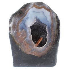 Catedral de Ágata Pulida con Punta de Cristal Mandarina