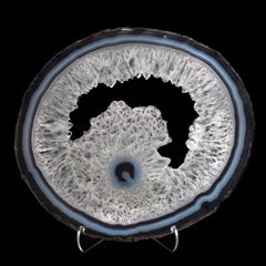 Fetta di geode di agata lucidata con centro di quarzo - 2,97 lb