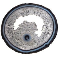 Rodaja de Geoda de Ágata Pulida con Centro de Cuarzo - 2.97 lb