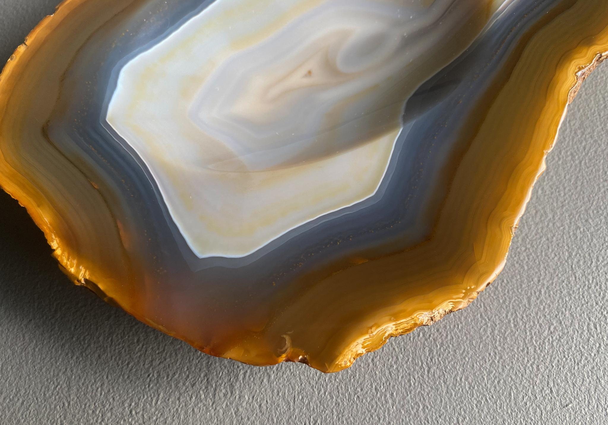 Modern Polished Agate Geode Stone Bowl, circa 1960 For Sale