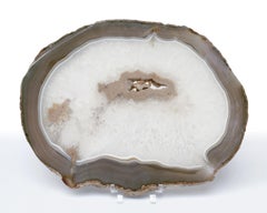 Polished Agate Slice with Natural Forming Pearl Accent