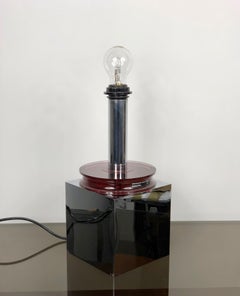Lampe de bureau en aluminium poli et lucite signée par Felice Antonio Botta, Italie, années 1970