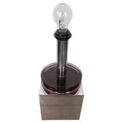 Lampe de bureau en aluminium poli et lucite signée par Felice Antonio Botta, Italie, années 1970