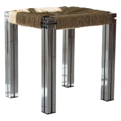 Polished Aluminium Stool with Reel Rush Seating from Anodised Wicker Collection