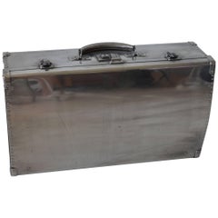 Vintage Polished Aluminium Suitcase, English, 1940s
