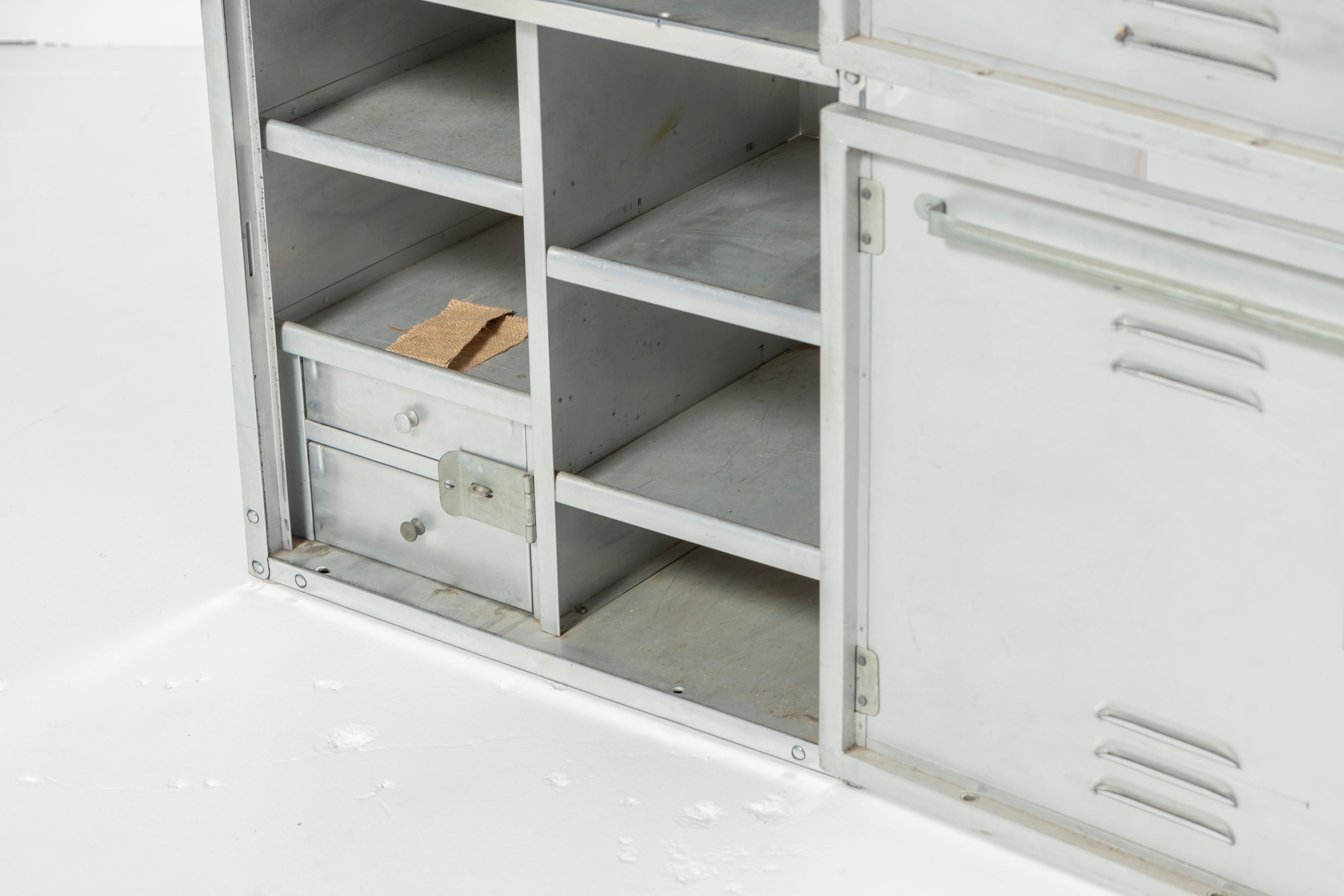 Mid-Century Modern Polished Aluminum 3-Door Locker