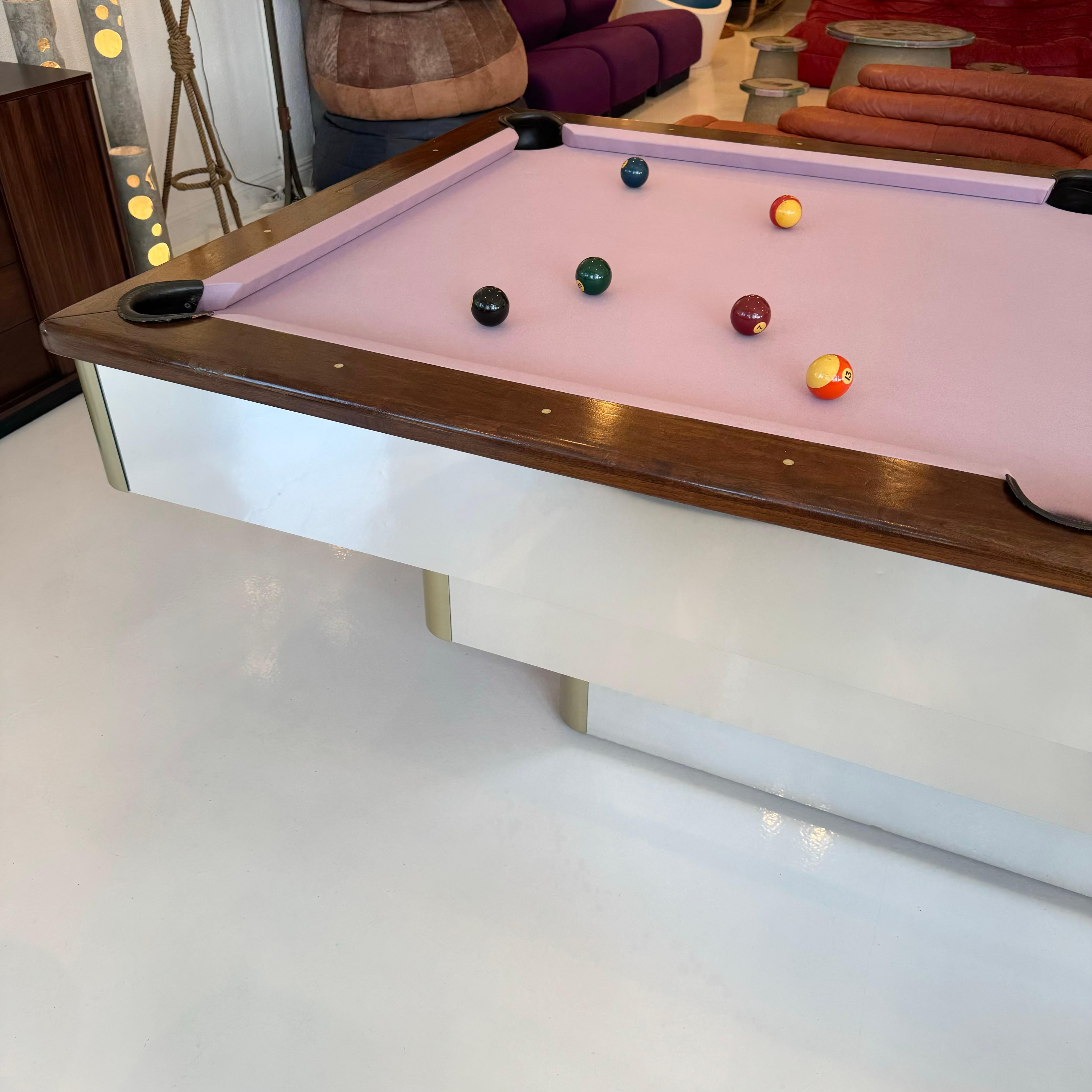 Polished Aluminum and Brass Pool Table, 1980s California 4