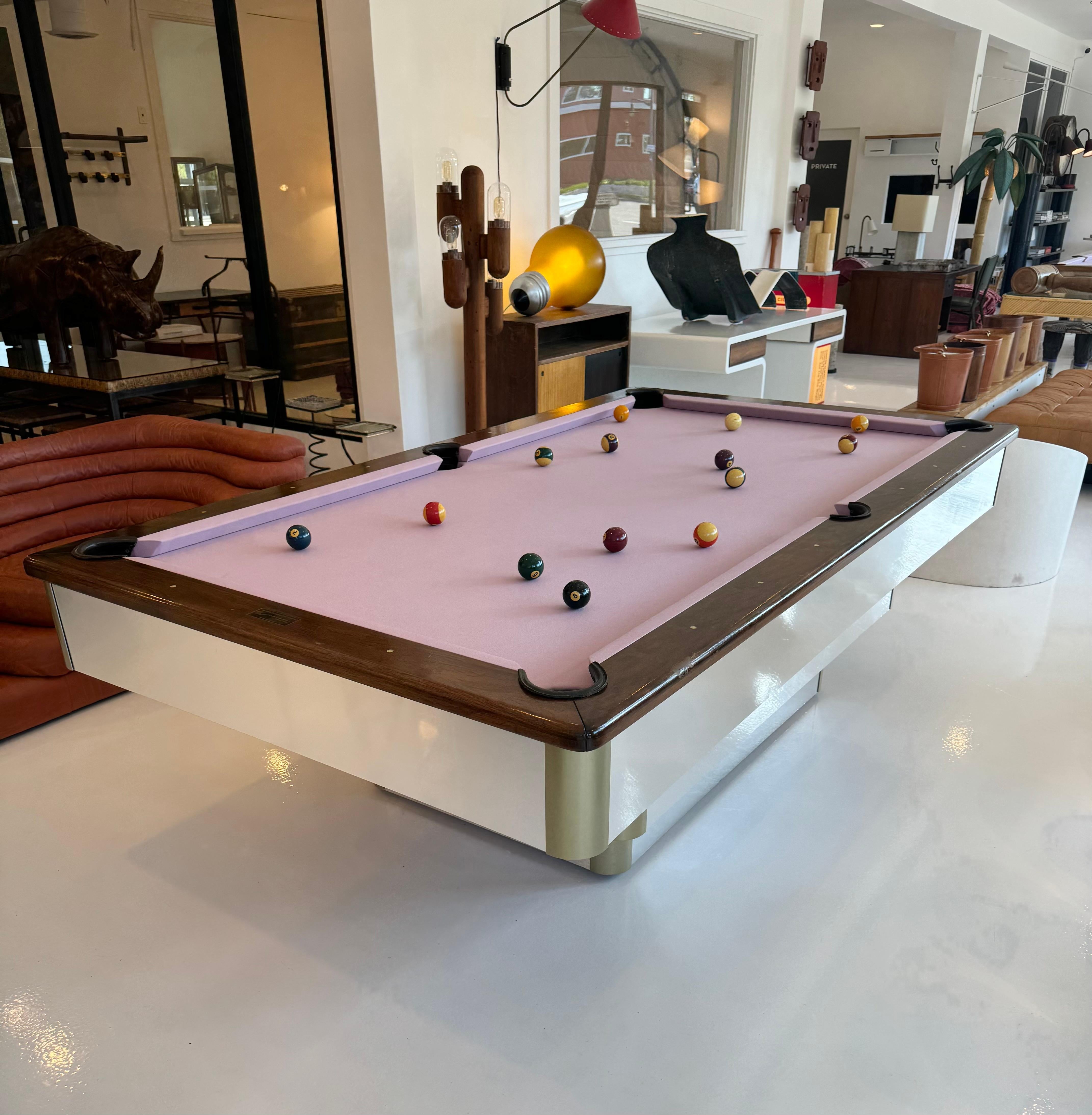 Polished Aluminum and Brass Pool Table, 1980s California 6