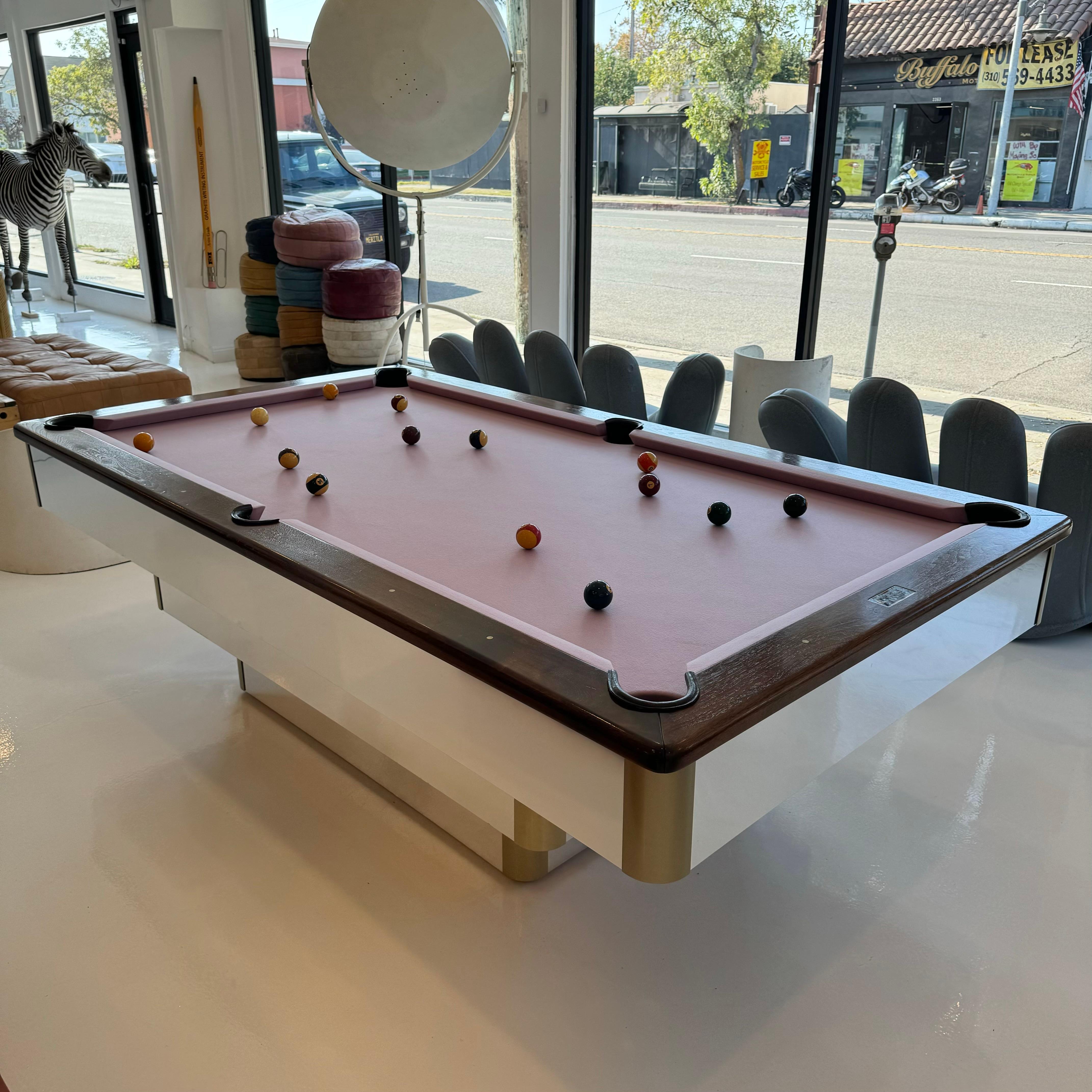 Late 20th Century Polished Aluminum and Brass Pool Table, 1980s California