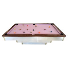 Polished Aluminum and Brass Pool Table, 1980s California