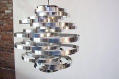Polished Aluminum 'Cyclone' Pendant Fixture by Gaetano Sciolari