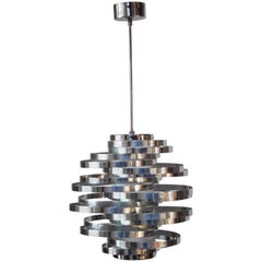 Pendelleuchte „Cyclone“ aus poliertem Aluminium von Gaetano Sciolari