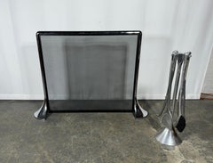 Polished Aluminum Fireplace "vesta"Screen and Tools "Fuego" by Umbra, Italy