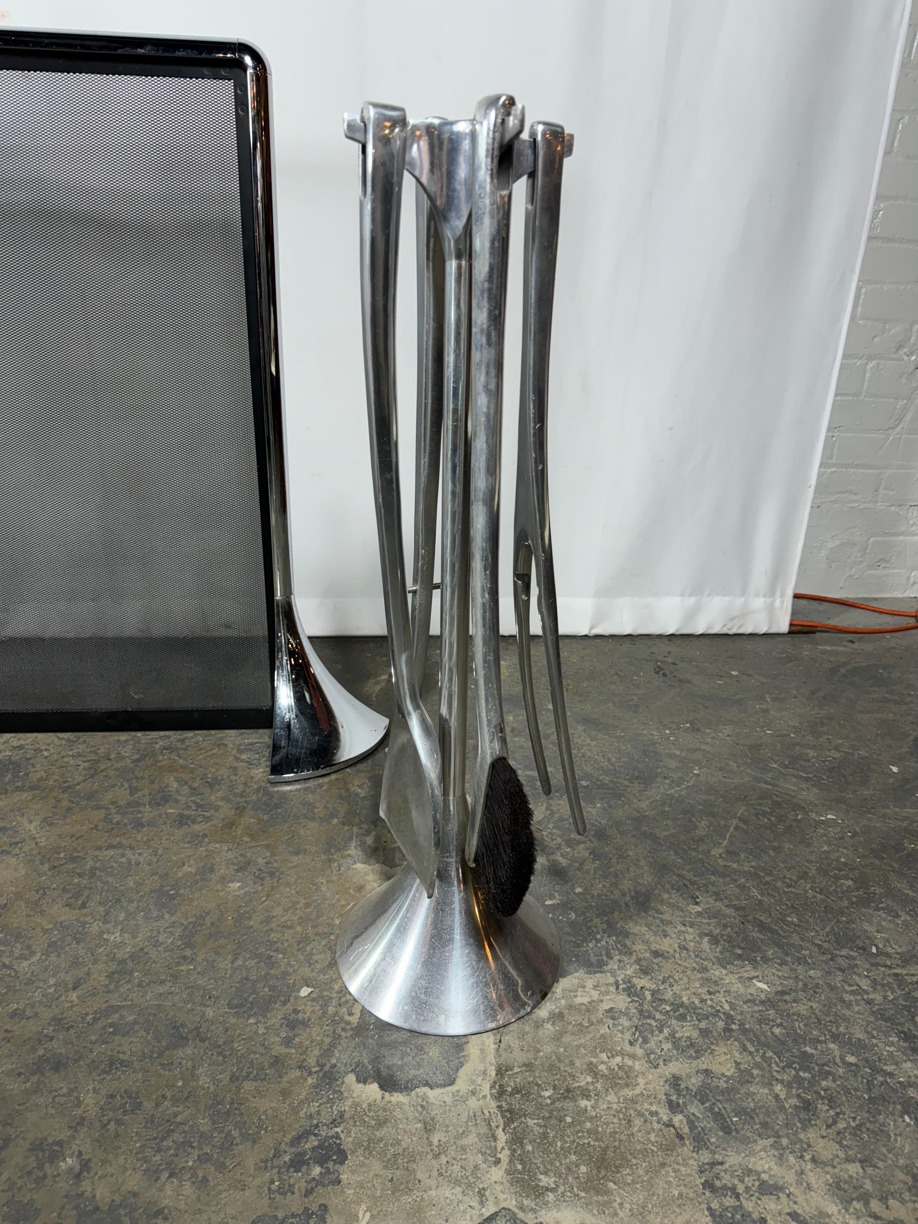 Late 20th Century Polished Aluminum Fireplace 