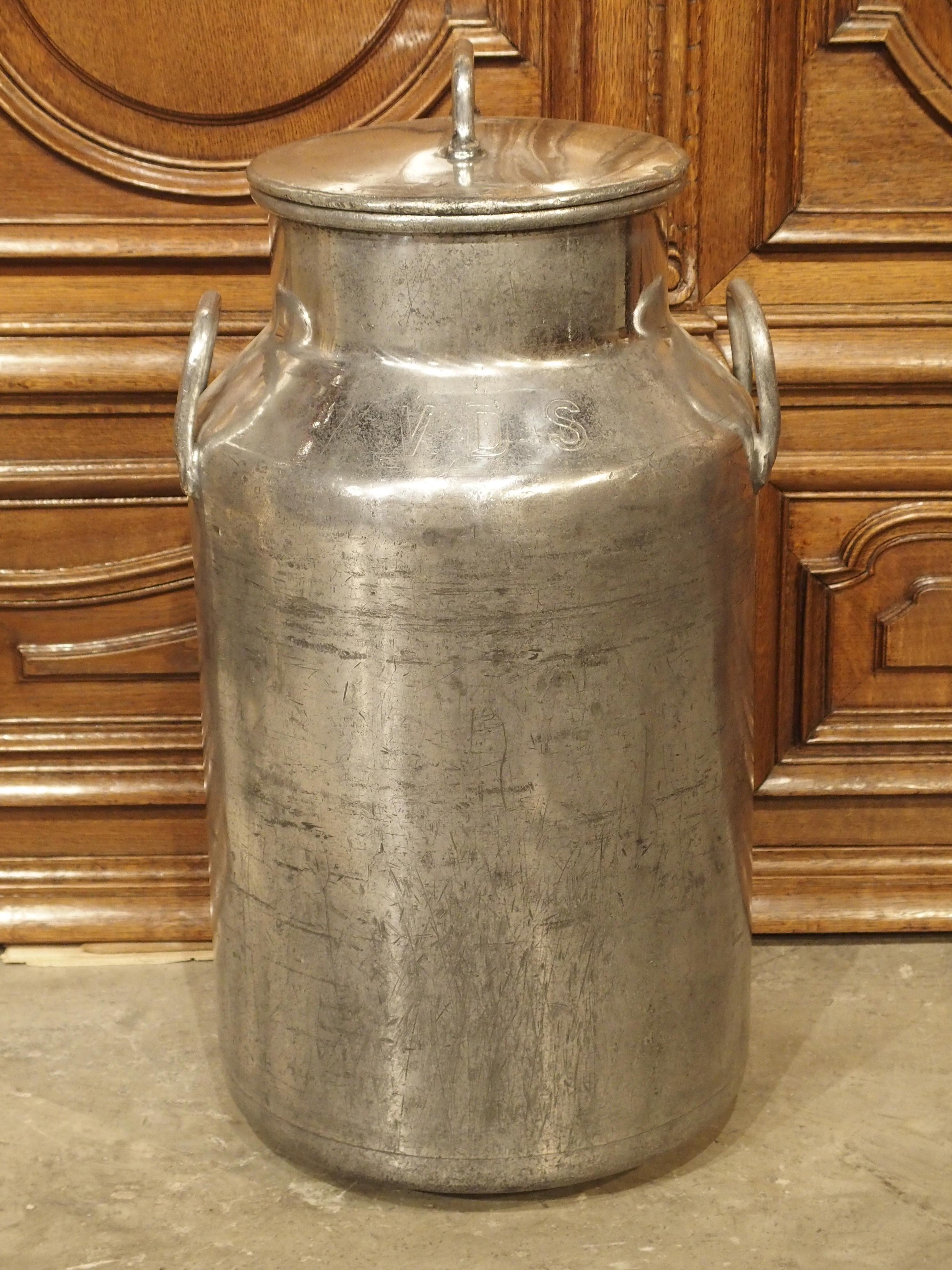 French Polished Aluminum Milk Container from Dijon, France, circa 1920