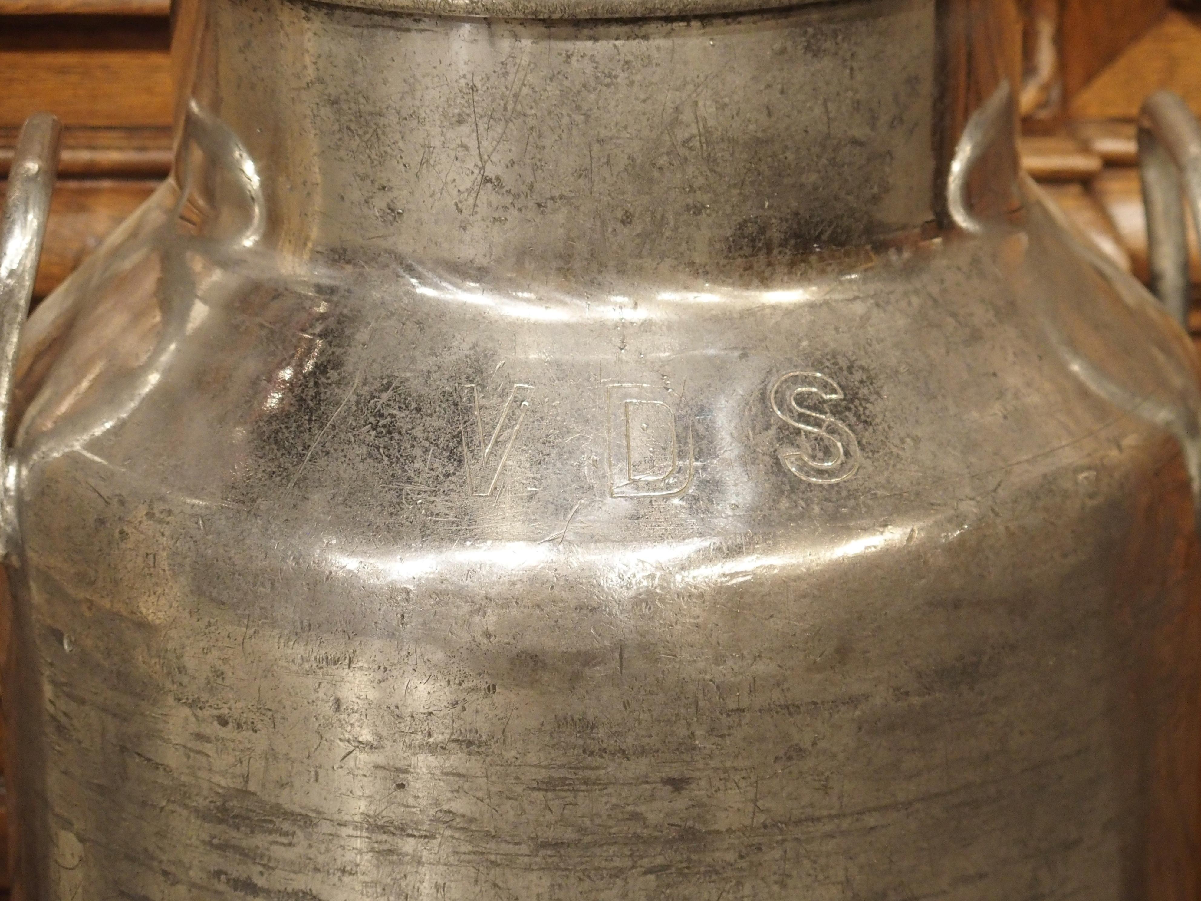 Polished Aluminum Milk Container from Dijon, France, circa 1920 In Good Condition In Dallas, TX