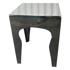 Polished Aluminum Moroccan Inspired Side Table