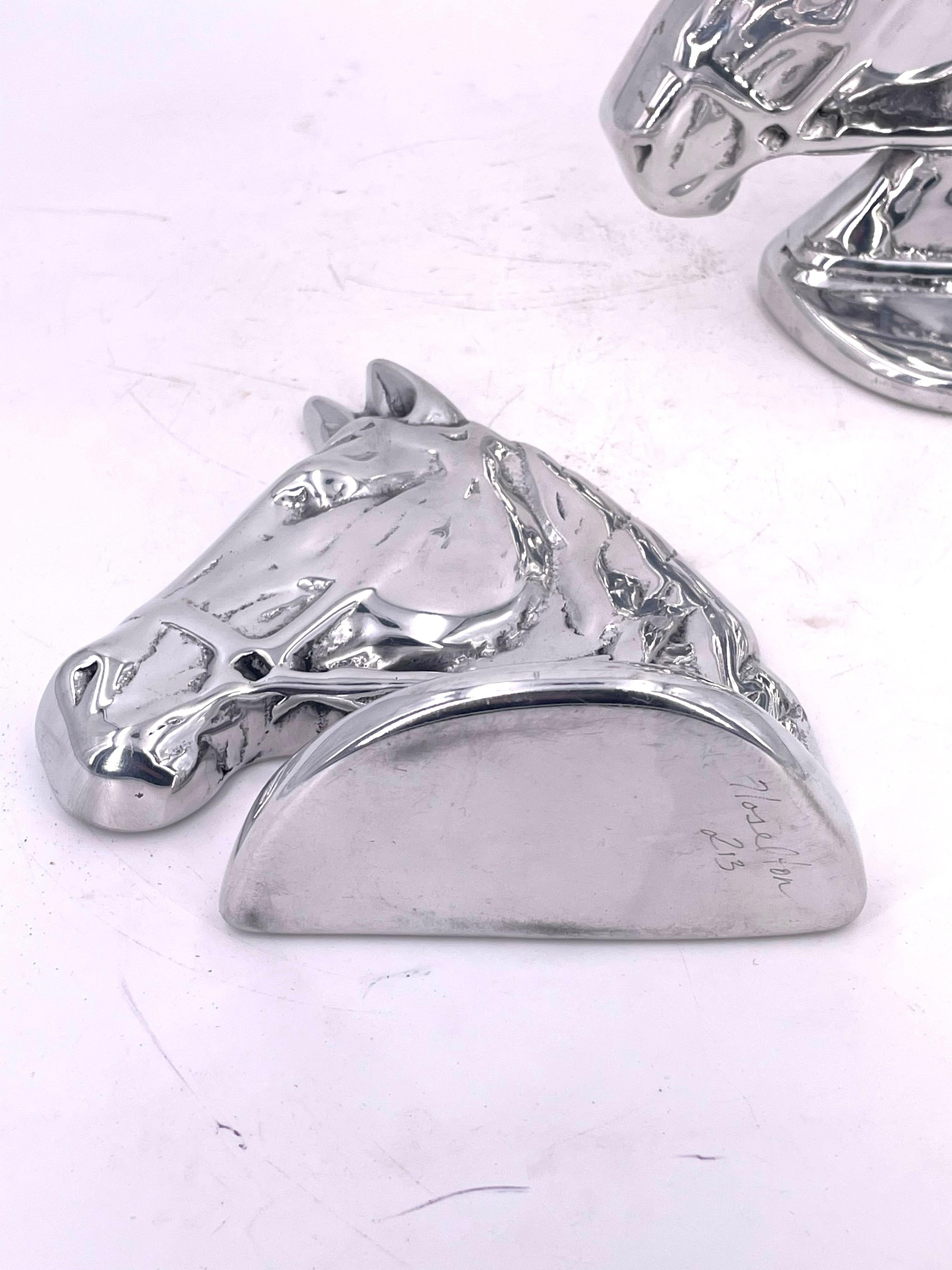 Mid-Century Modern Polished Aluminum Rare Horse Sculptures by Hoselton Signed