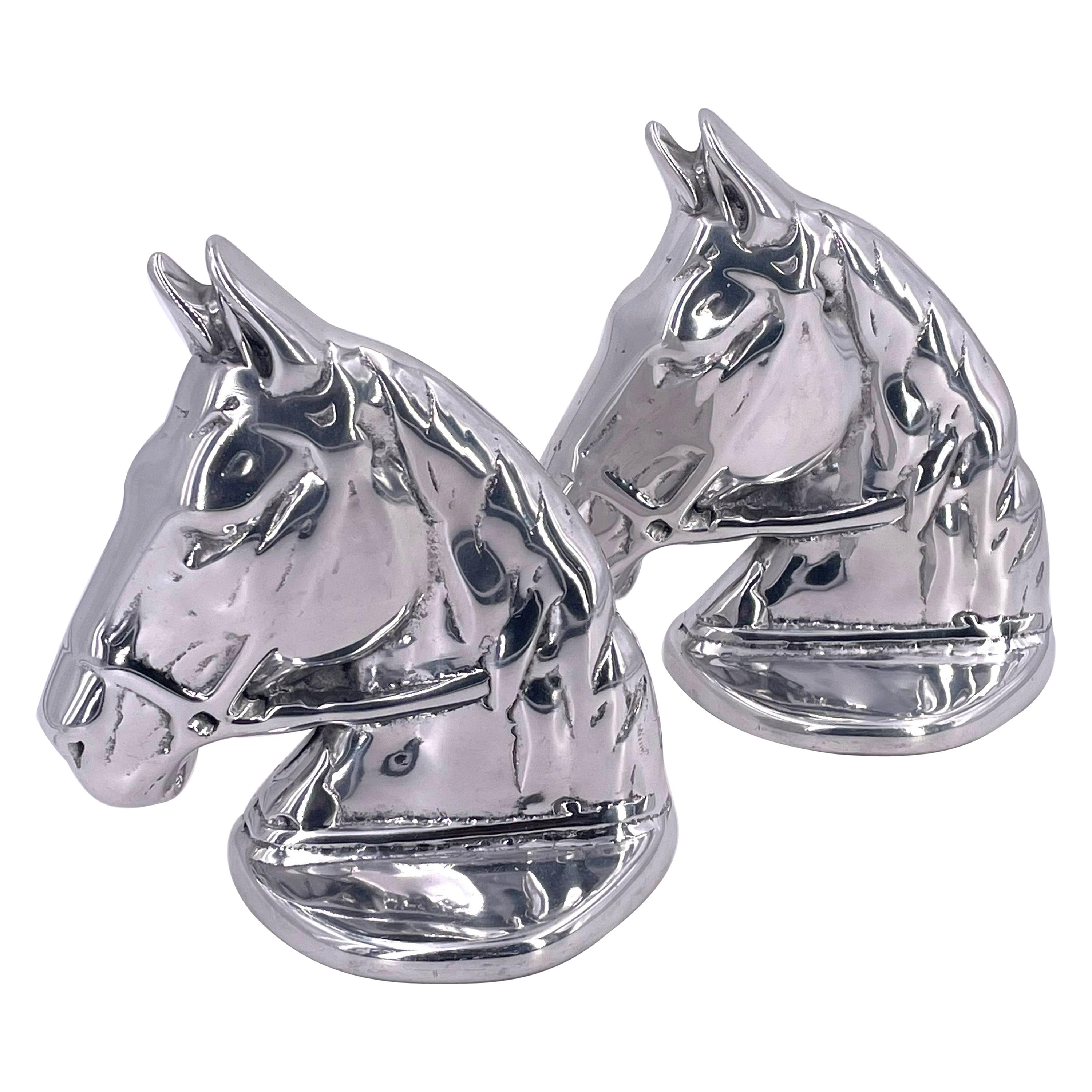 Polished Aluminum Rare Horse Sculptures by Hoselton Signed