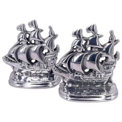 Polished Aluminum Rare Spanish Galleon Ship Sculptures by Hoselton Signed