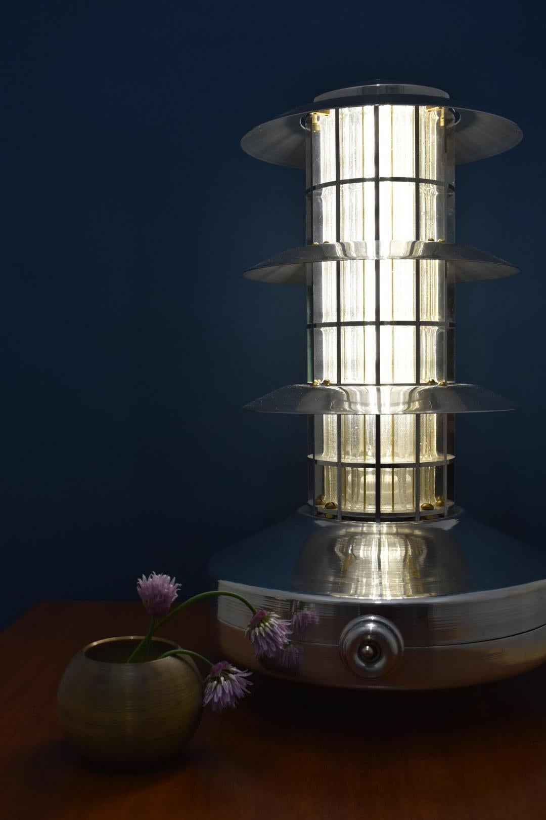Polished Aluminum Pagoda Lamp - Model 1 by Daughter Mfg For Sale 2