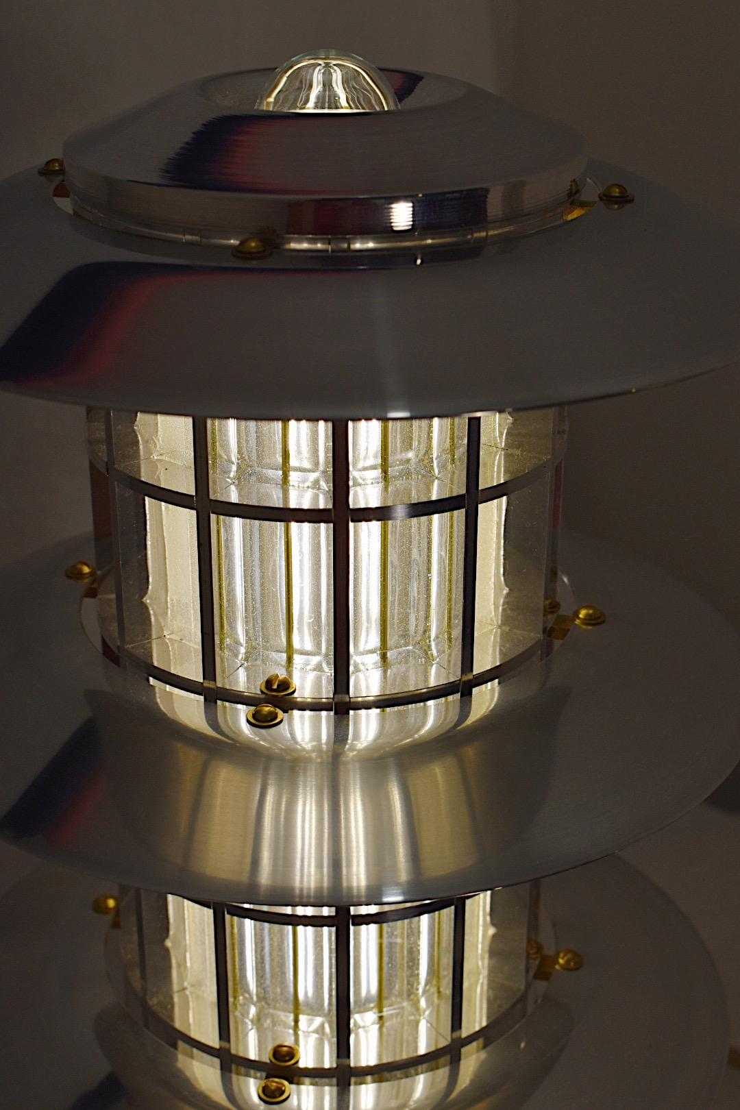 Polished Aluminum Pagoda Lamp - Model 1 by Daughter Mfg In Good Condition For Sale In Camden, ME