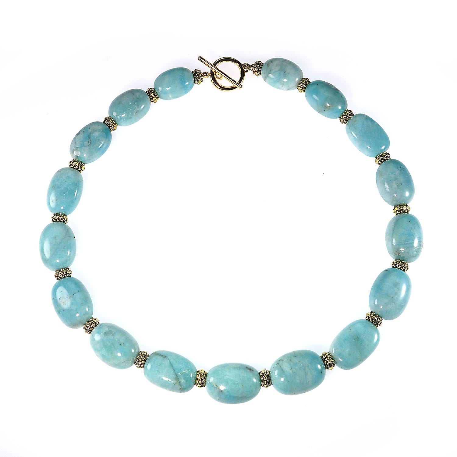 Artisan AJD 20 Inch Polished Amazonite Nugget Necklace with Bali Bead Accents