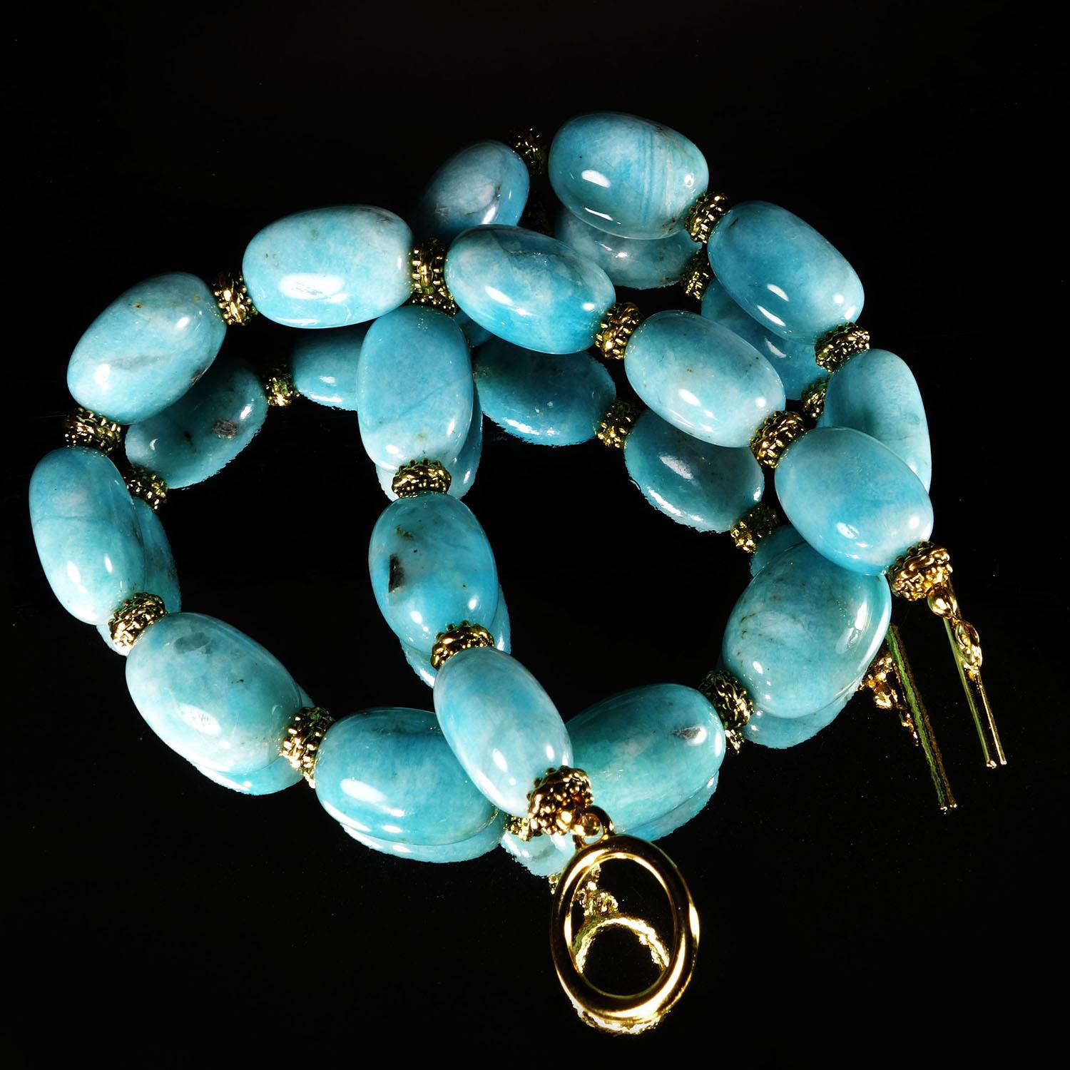 AJD 20 Inch Polished Amazonite Nugget Necklace with Bali Bead Accents 1