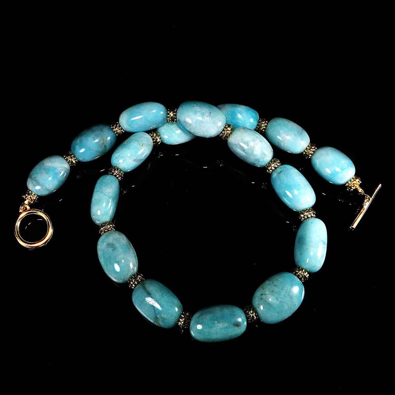 AJD 20 Inch Polished Amazonite Nugget Necklace with Bali Bead Accents 2