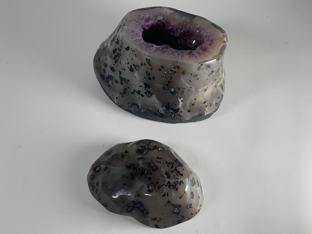 Agate Polished Amethyst Geode For Sale