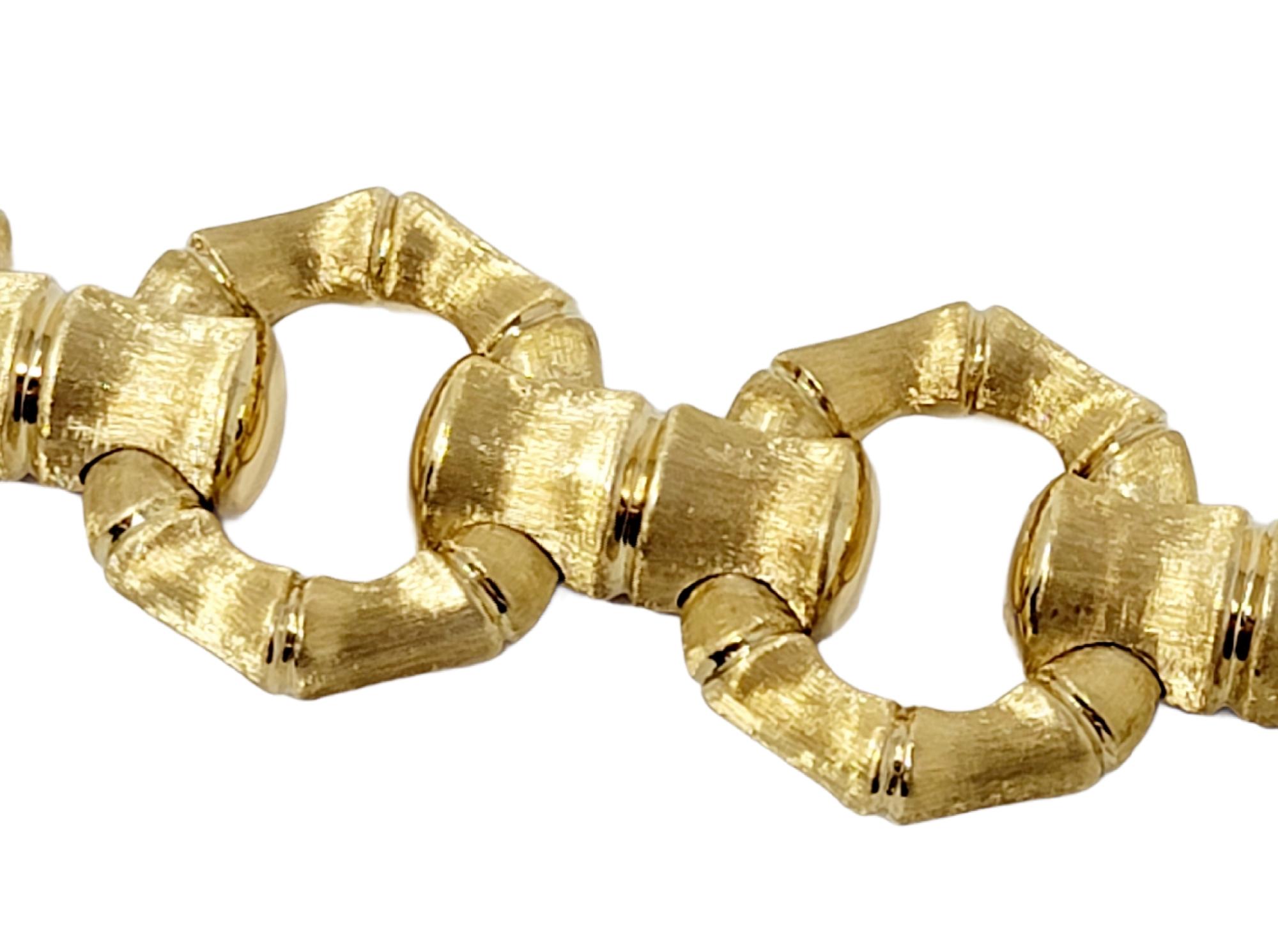 Carlo Weingrill 18 Karat Yellow Gold Reversible Chunky Bamboo Link Bracelet For Sale 4