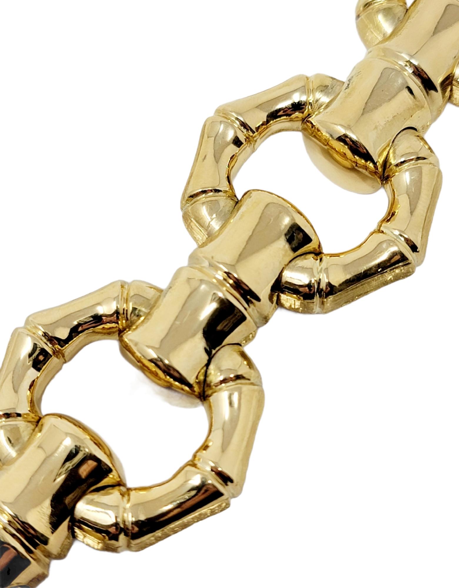 Carlo Weingrill 18 Karat Yellow Gold Reversible Chunky Bamboo Link Bracelet For Sale 5