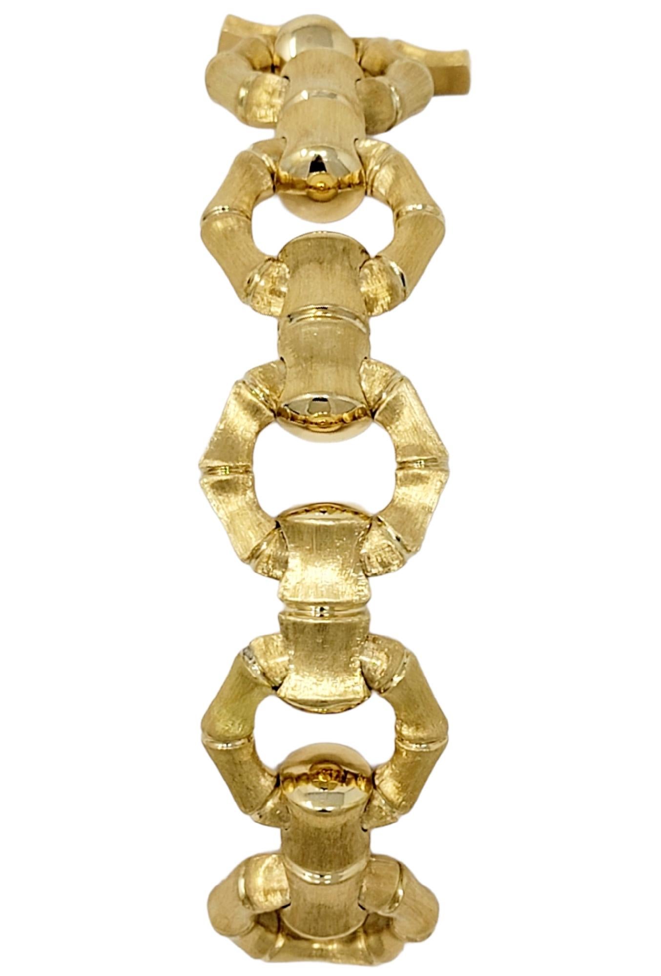 Carlo Weingrill 18 Karat Yellow Gold Reversible Chunky Bamboo Link Bracelet For Sale 6