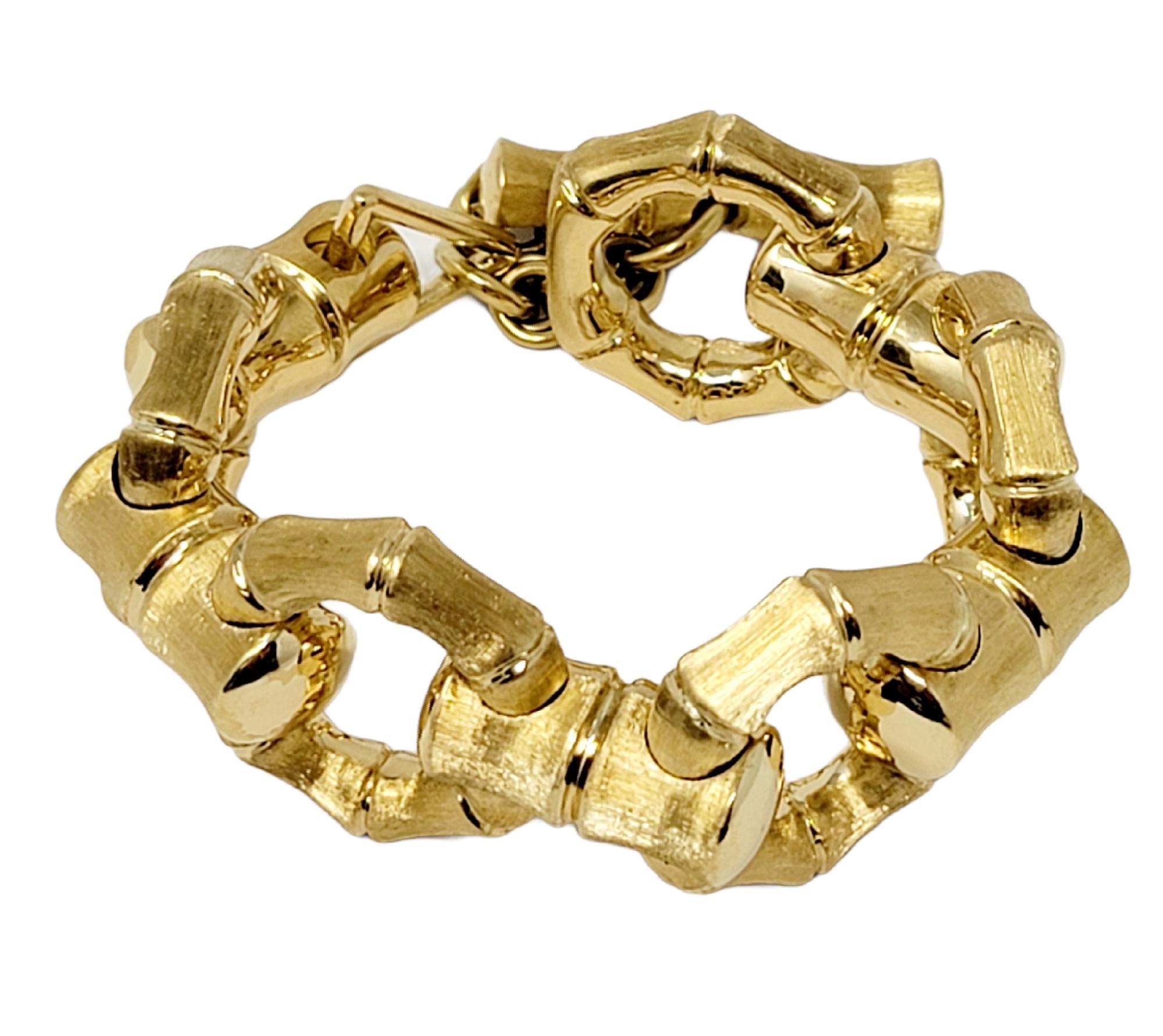 Carlo Weingrill 18 Karat Yellow Gold Reversible Chunky Bamboo Link Bracelet For Sale 7