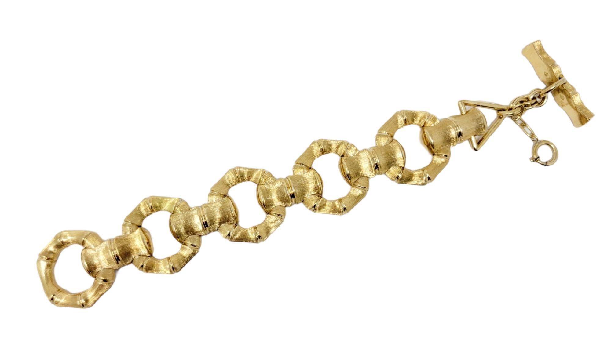 Carlo Weingrill 18 Karat Yellow Gold Reversible Chunky Bamboo Link Bracelet For Sale 2