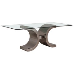 Polished and Brushed Steel Based Table, 1980s